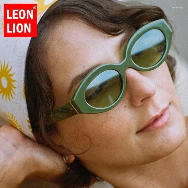 Sonnenbrille Leonlion Oval 2024 Frauen Vintage Einfache Sonnenbrille Brand Persönlichkeit Brillen Retro weiblich Lentes de Sol Mujer