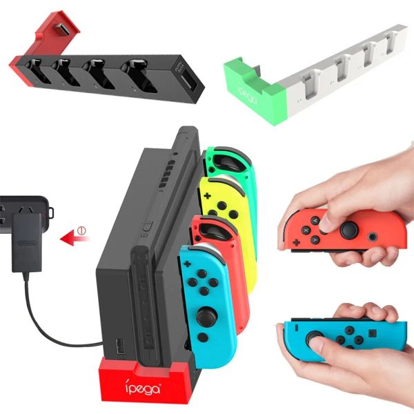 Racks pg9186 carregador de carregamento de carregamento de suporte para estação de suporte para nintendo switch joycon game console com indicador