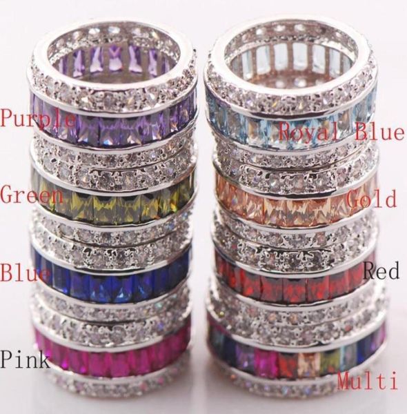 Garnet Morganite rosa Kunzite Blue Crystal Zircon 925 Tamanho do anel de prata esterlina 6 7 8 9 10 11 J19071498229847969371