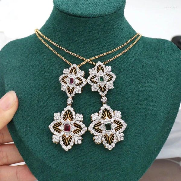 Colares pendentes Estilo retro italiano Estilo Big Colar Colar Hollow Design Snowflake for Women Party Jewelry