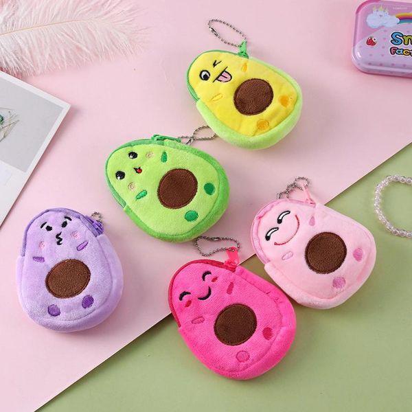 Depolama çantaları sevimli kawaii para torbası çocuklar çocuklar kızlar küçük para çantası anahtar kasa avokado peluş çanta cüzdan