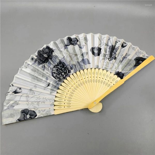 Estatuetas decorativas 10pcs estilo chinês Design elegante de flores de bambu Cetin Setin Fank Hand Fan Wedding Holiday e favores de festa