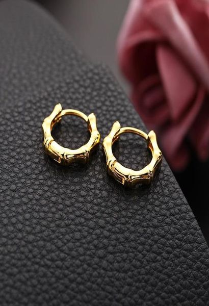 Punk Bamboo Design Piccoli orecchini a cerchio Oro Colore d'argento uomini coreani Donne Earring per orecchini femmine maschi Gioielle