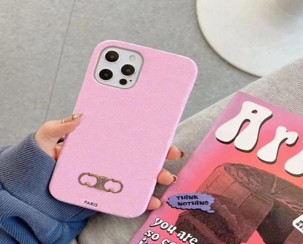 Tasarımcılar Telefon Kılıfları Lüks Altın Desen 3 Stilleri Moda Pembe Fonecase IPhone 14 Pro Max 12 11 XS 9112269 için