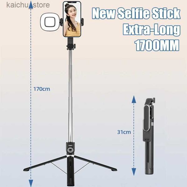 Selfie Monopoden FGCLSY 2023 Neuer Ultra -Long -Selfie -Stick Multifunktional mit Fülllicht -Fernbedienungssteuer -Verschluss 360 Grad Drehstativ mit großer Größe Y240418