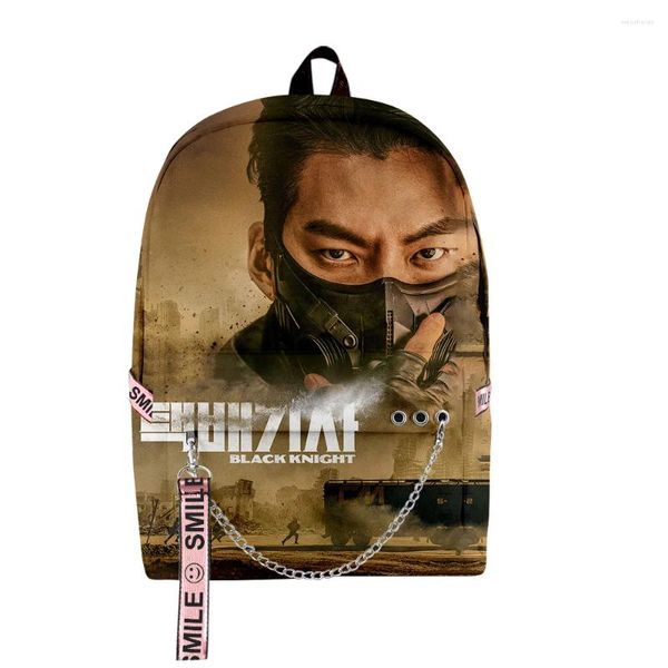 Backpack Black Knight Kdrama Zipper Rucksack 2024 Casual Style Harajuku Saco de viagem exclusiva