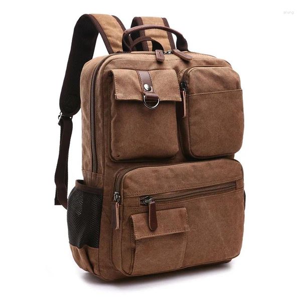 Backpack Men Laptop Canvas College School Saco de viagens de viagens para mochilas para adolescentes Bagback de Bagpack de Bagpack Bags