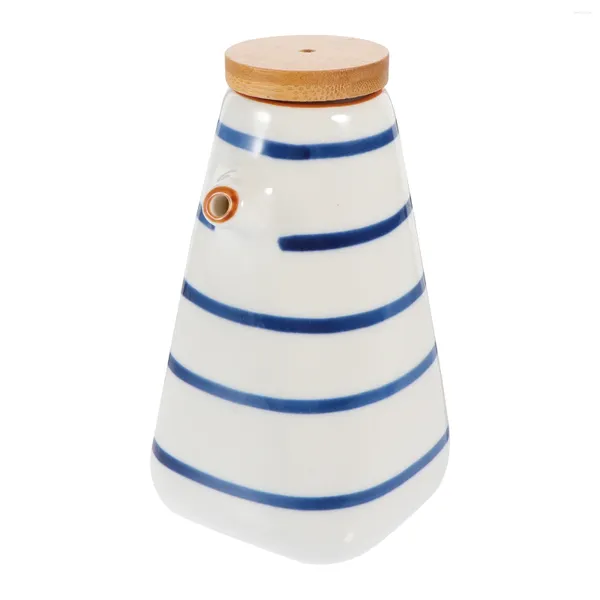 Geschirrssets Keramik Sojasaucespender japanischer Öl Essig Cruet Flasche Shoyu Gewürz Jar Pot Asian Gewürze Behälter mit Deckel