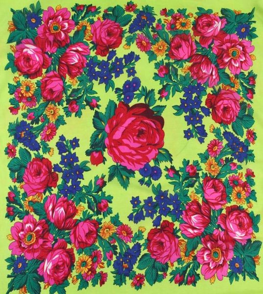 SCARPRE IL RUSSO FLORALE SCARFA DI LUGO DI LUGO DI FIORI PER FIORI PER SCAWLE ETHNICO DONNE HIJAB 110 cm Big Bandana Turbana musulmana9216590