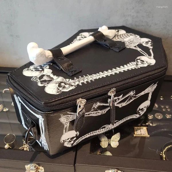 Borse da sera Y2K Stume da tracola gotica per donne Harajuku Vampire Punk Punk Coffin Skull Borse avanzata PU Leather Crossbody