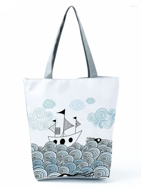 Bolsas de ombro para o onda de veleiro para a paisagem Bolsas de moda de moda ecológica bolsa de viagem de alta capacidade fêmea portátil feminina