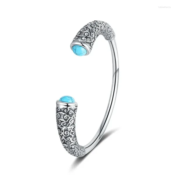 Bragglegle di gioielli originali di alta qualità - Golden Hoop Stick intarsiato Turquoise Titanium Steel Open Couple Open Bracciale Party