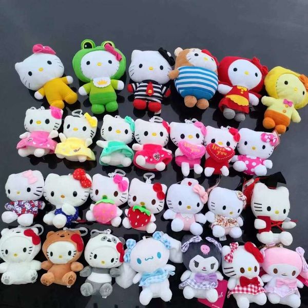 Presente infantil 10 cm Olá Kt Plush Kawaii Anime Cartoon Bow Kt Cos Cos Brancos Branco Panda Comforto fofo Doll de boneca de pelúcia