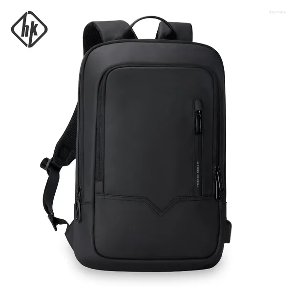 Рюкзак HK Slim Men Men 14 -дюймовый офисная работа Женщины Thin Business Bag Unisex Black Ultralight School School