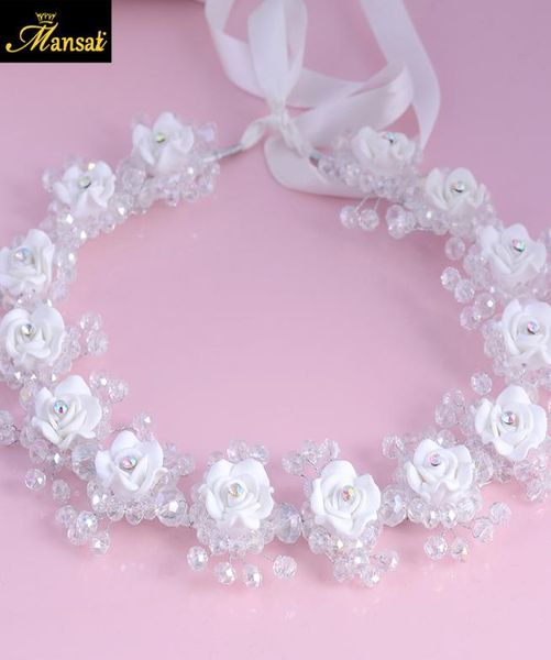 Accessori per capelli da sposa ornamenti Ornamenti Flower Girl Croona di testa per ragazze Birthday Crystal Tiara Floral Beliepice Y204444764