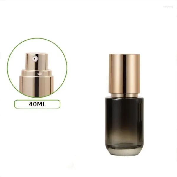 Garrafas de armazenamento 40 ml de garrafa de vidro preto soro de essência/loção/emulsão/fundação/tone de água para a pele da água Cuidado cosmético