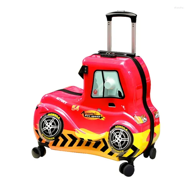 Сумки для хранения Дети тянуть стержневой ящик с катания на езду на чемоданском мальчике Baby Wanxiang колесный автомобиль 24 Drag Kids Luggage