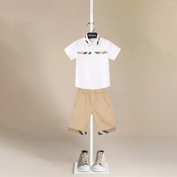 Kleidungssets Sommer Babykleidung Set Kinder Jungen weiße Hemd Shorts 2pcs Kleinkind