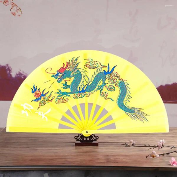 Estatuetas decorativas fã tradicional chinês Fã elegante e dobrável padrão requintado durável para a decoração de dança clássica de Tai Chi