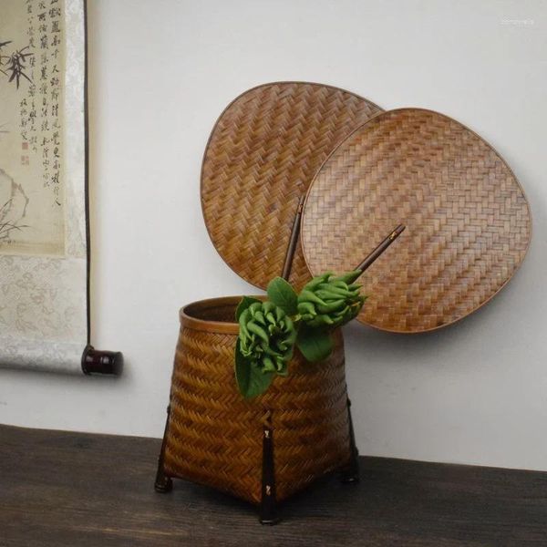 Dekorative Figuren Chinesische Lack Bambuswebige Handfans alte doppelseitige Hanfu Hold