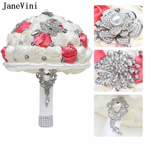 Fiori del matrimonio Janevini Elegante anguria Avorio Crystal Crystal Bouquet Fleurs Luxe Rhinestone Bride Hand Flowal Mariage Bridal Mariage