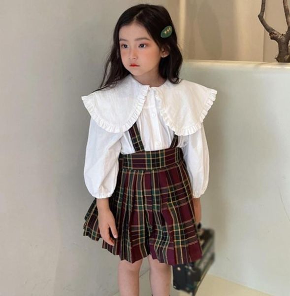 Autunno Girls Blouse Bambola Tollegne Turndown Shirt Fashion Children Tees Cotton Tops Long Kid Abbigliamento per bambini Scapa complessiva 228513703