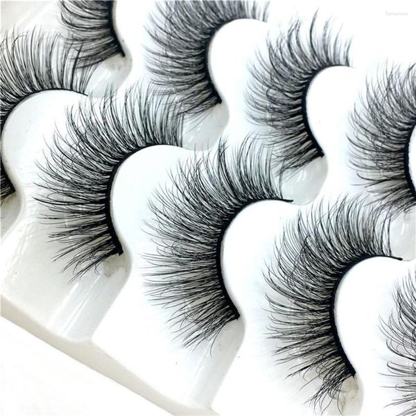 Falsos cílios 5 pares naturais 6d Faux Mink Hair Handmade Wispies Lashes Liners Cruelty-Criss-Cross 7 Styles