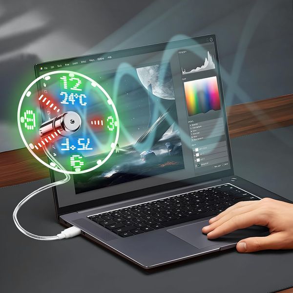 Vel a LED portatili Gadget LED con il tempo e la temperatura del laptop fresco PC PC Portili flessibili per ufficio, viaggi domestici, viaggi domestici