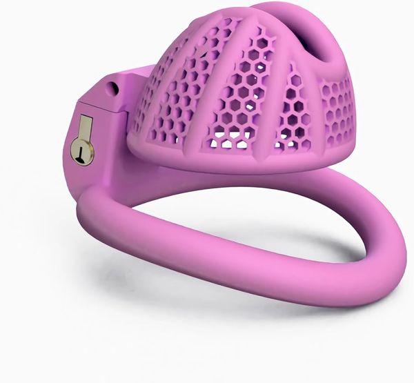 Gabbia di cazzo mini mesh ventilazione castigo in gabbia con 4 anelli del pene bdsm giocattoli sessuali feticci giochi per adulti 3d slave castità dei dispositivi per uomini (rosa-32mm)