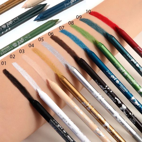 Eyeliner 1pcs Waterproof Eyeliner Pencil Pigment Brack Black Black Glitter Eyeiner Penna per donne Colori Colore Eye Makeup Cosmetics 10 Colori