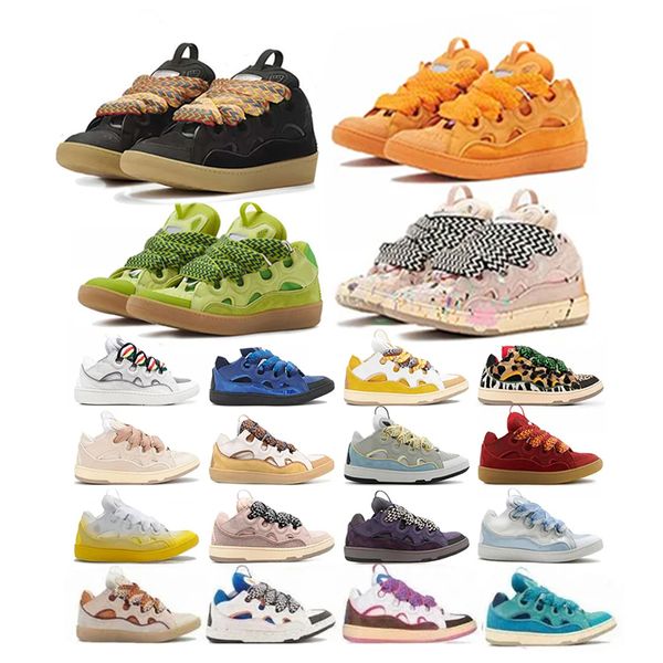 Üst Deri Sıradan Ayakkabı Tasarımcısı Şık Deri Patenler Erkek ve Kadın Patenleri Renkli Dantel Buzağı Kauçuk Düzenli Spor Ayakları