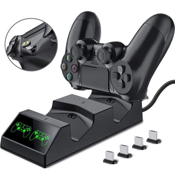 Ladegeräte Dual PS4 Controller Ladedockstation Magnet Ladestand Basis für Sony PlayStation 4 PS4 Pro/Slim Wireless Controller