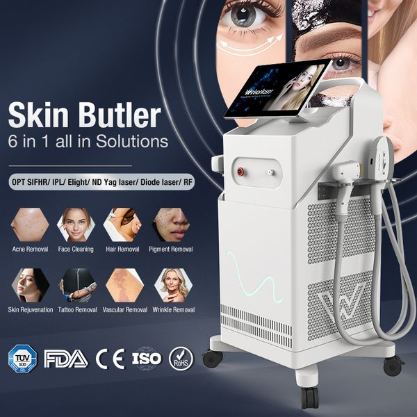 Diodo Laser Máquina de remoção permanente de cabelo IPL ELIGHT SKIN CARE ND YAG Laser Descasca de carbono Tratamento de limpeza de rosto