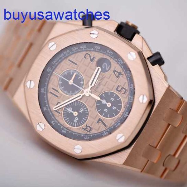 AP Pilot Wrist Watch Royal Oak 26470or Mens relógio 18K Rose Gold Automatic Machinery Swiss Famous Watch Watch Gold Gold Band Diâmetro de 42mm