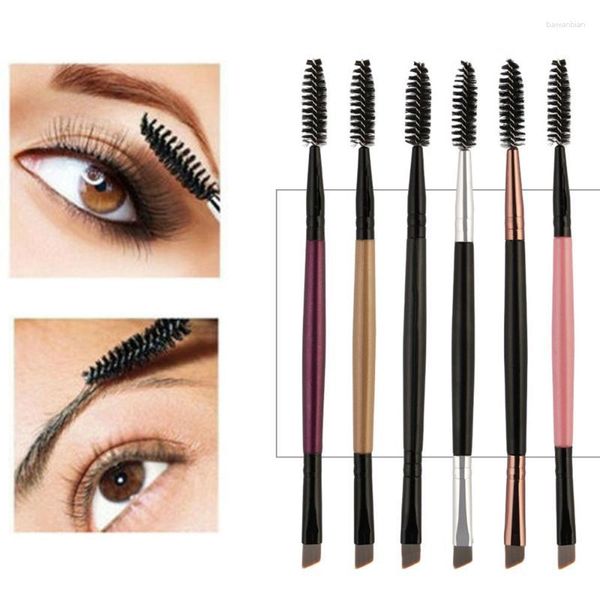 Makyaj Fırçaları 1 PCS Çift Kafa Kozmatik Fırça Kıyrık Kaş Eyeliner Maskara Spiral Değnek Teşkilatı Göz Kirpik Araçları