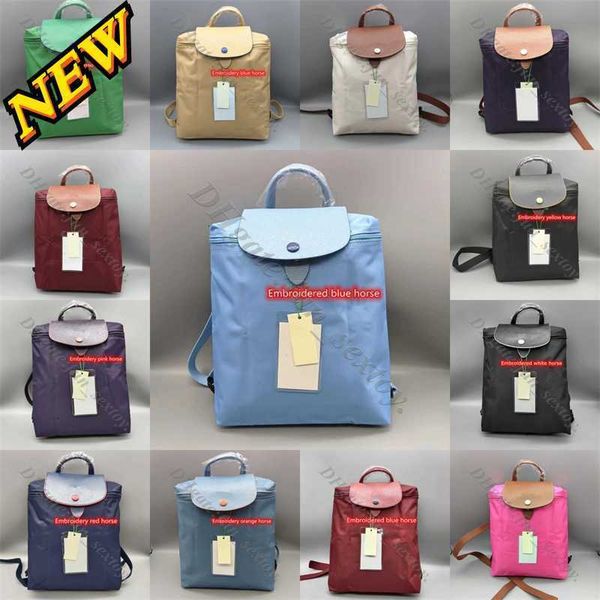 Vendas de alta qualidade bolsa bolsa de bolsa de atacado Modinha de moda dobrável Tasche French Backpack Nylon Women Women 70th Anniversary Luxury Borderyer Horse Horses DesignerDuffy