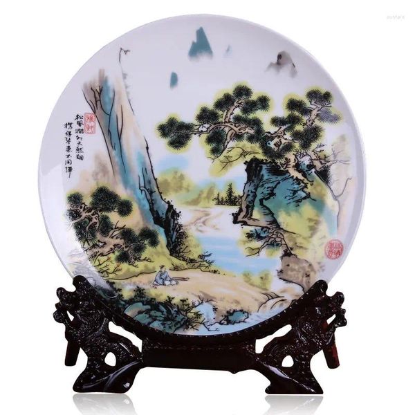 Estatuetas decorativas jingdezhen porcelana de porcelana paisagem parede de prateleira de vinho sentada pendurada