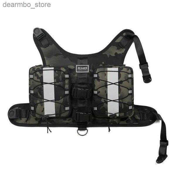 Hundeträger Camouflae tragbare Reise Do Backpack Carrier Outdoor Carrier für französische Bulldo PU Reflexionstaktisch do Gurt Weste L49