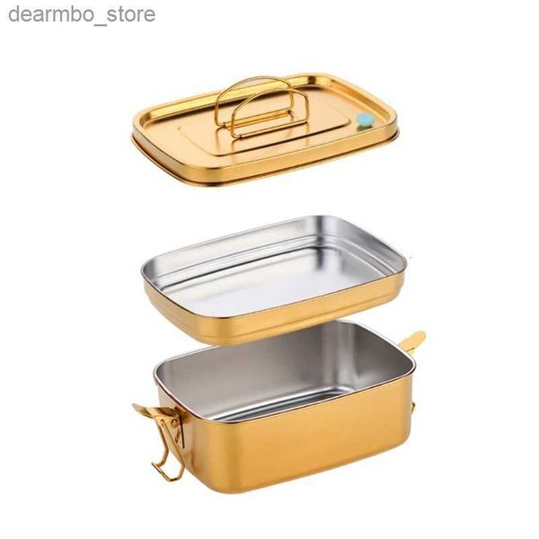 Bento Boxen tragbar 1,5 l Edelstahl -Lunchbox mit Griff mit doppelt schichtlecksicherem versiegeltem Bento für Case Food Container Drop Versand L49