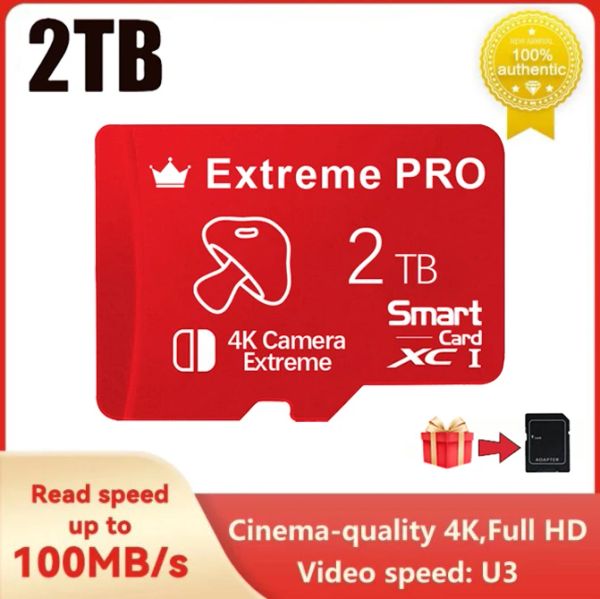 Cards Extreme Pro Flash 2TB Card Micro TF SD CARD UHSI 256GB 512GB U3 V30 TF CARTA DE MEMÓRIA DO CARTÃO Adaptador grátis para jogo de drone de câmera