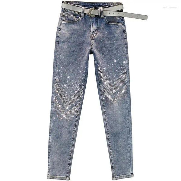 Frauen Jeans Drill hohe dünne Frauen Korean Elastizität Vintage Denim Bleistift Hosen lässig schlanker Leggings Freund neun Punkte