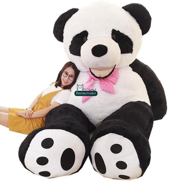 Dorimytrader Großer kuscheliger Cartoon lächelnd Panda Plüschspielzeug riesiger gefüllter Anime Pandas Doll Sofa Tatami Geschenkdekoration 260 cm 160 cm 18373404