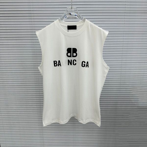 2024 Fransa Tasarımcı Paris Erkek Tişörtler Avrupa Vest Mektubu Baskı Erkekler Kolsuz T-Shirt Kadınlar En İyi Giysiler Sıradan Pamuk Yelek Tank