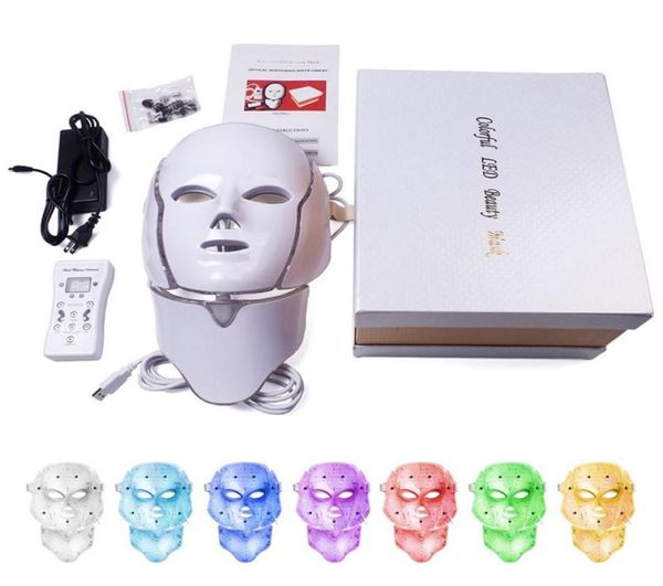 DHL 7 Farben leichte LED -Gesichtsmaske mit Halshaut Verjüngung Gesichtsbehandlung Schönheit Anti -Akne -Therapie Whitening Ins6826333