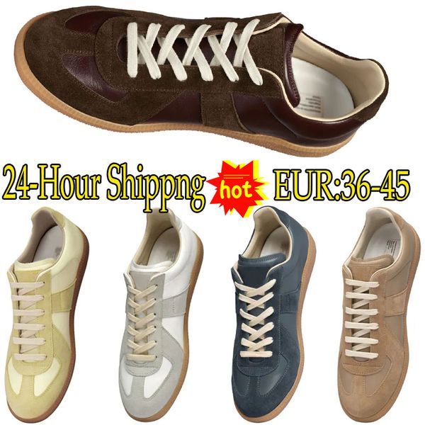 2024 Nuove scarpe casual Maison in pelle scamosciata da donna da uomo nero allenatore di tallone piatto blu piatto poca sneakers popolare esterno l maisons scarpe sportive chaussure gai size 36-45