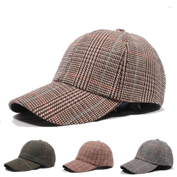 Caps de bola Cap boné de beisebol masculino Cão de algodão feminino Houndstooth Winter Lattice Ploth Sport para Gorros Hat Hat Gentleman Retro