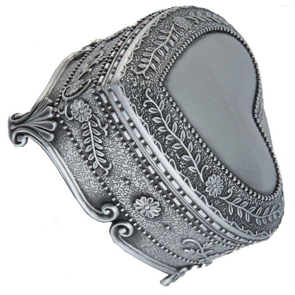 Schmuckbeutel Zinklegierung herzförmige Box 3d Schnitzdalte Silber Geschenk für Ringe Ohrringe Halsketten Armbänder