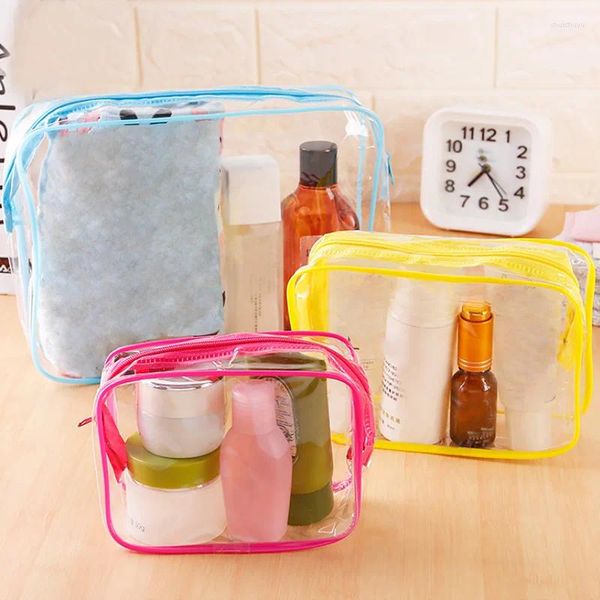 Sacos de armazenamento Bolsa de maquiagem transparente Women Cosmetic PVC Travel Organizer Clear Beauty Caso de beleza Wash