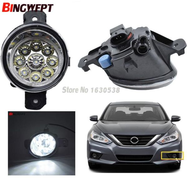 2x Angel Gözler Araba Stil 55W LED Halojen Fog Found Işıkları Nissan Qashqai için Drl Refit Altima Micra Sunny Versa Xtrail Dulias4413025