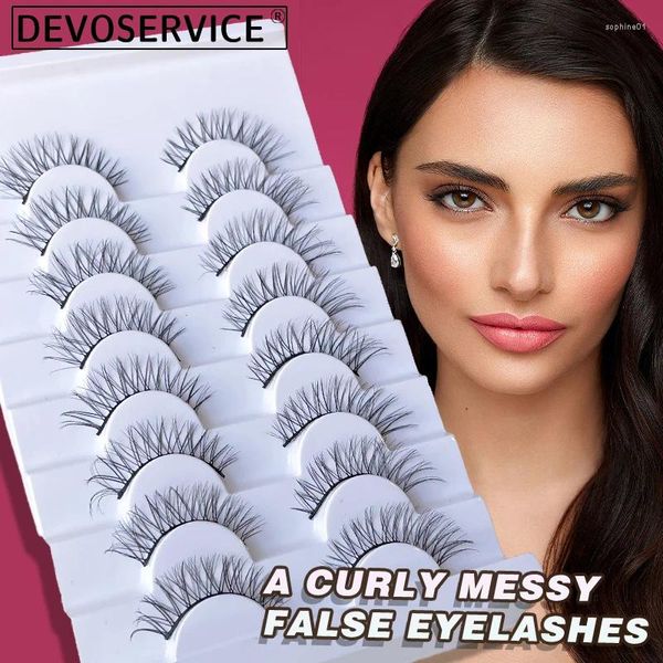 Yanlış Kirpikler 8 Çift 3D Mink A Curl Lashes Yeniden Kullanılabilir Kabarık Rus Şerit Uzantıları Kırpma Kutuları Ambalaj Toptan